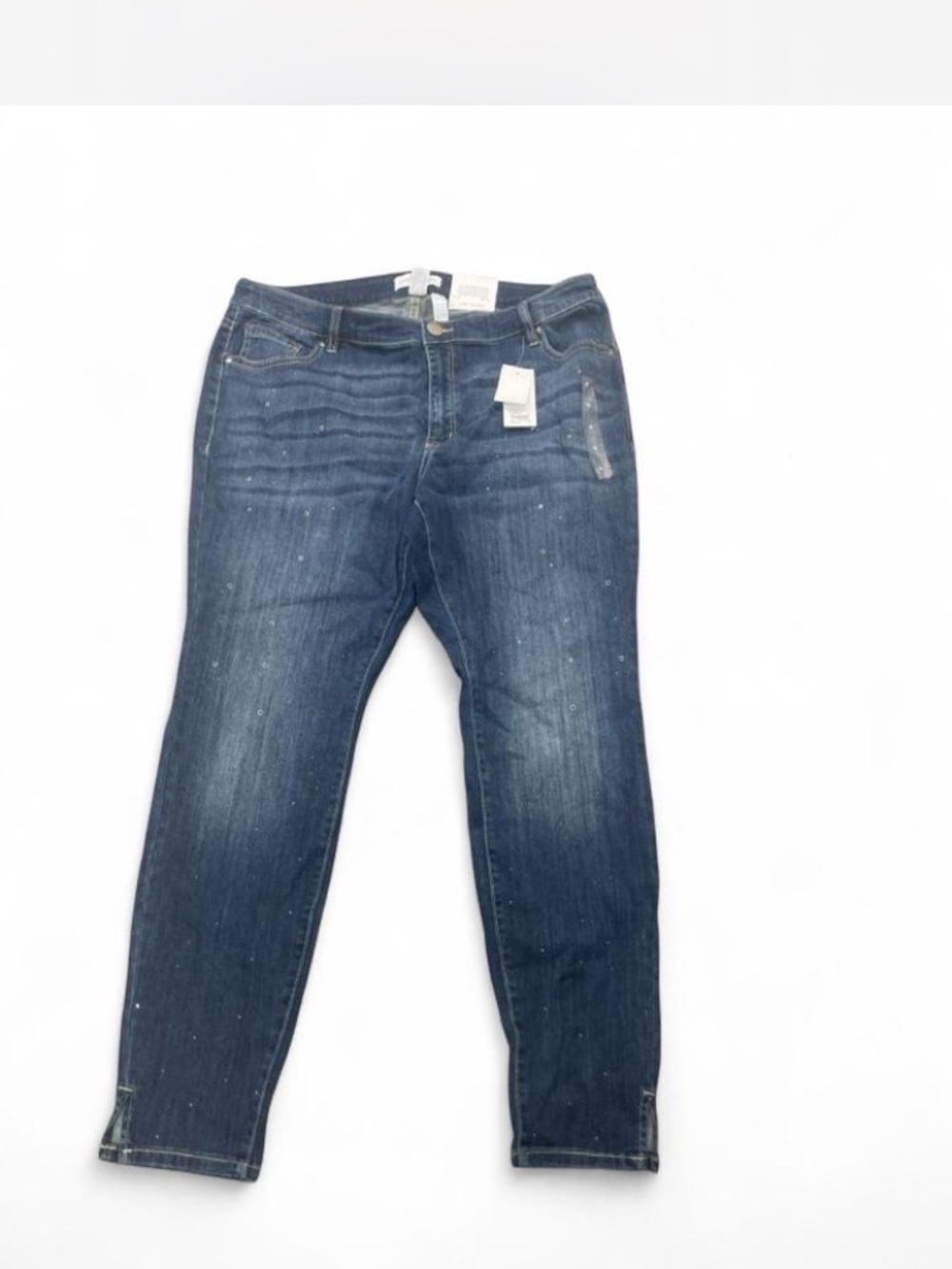 Lane Bryant Dark Blue Skinny Jeans with Subtle Paint Splatter